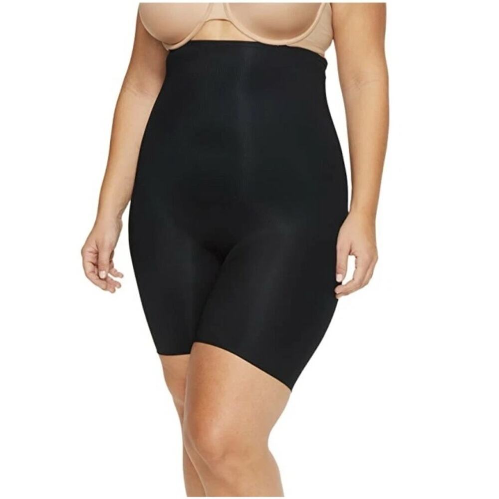 NWT SPANX 10132P Power Conceal-Her High-Waisted Mid-Thigh Short in Black